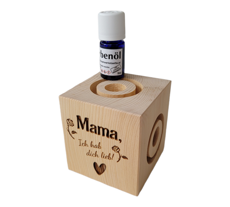 Würfel aus Zirbenholz mit ätherischem Öl "Mama Rose"