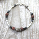 Perlenarmband mit Jaspis und Lava in braun