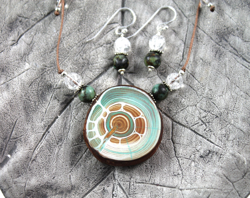 Amulett Halschakra mit Türkis und Bergkristall