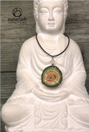 Amulett „Herzchakra“ – Naturlieb® Holzschmuck, handbemalt | Rosenquarz, zwei Varianten