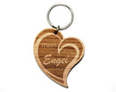 Schlüsselanhänger aus einem Nussholzherz "mein Engel"