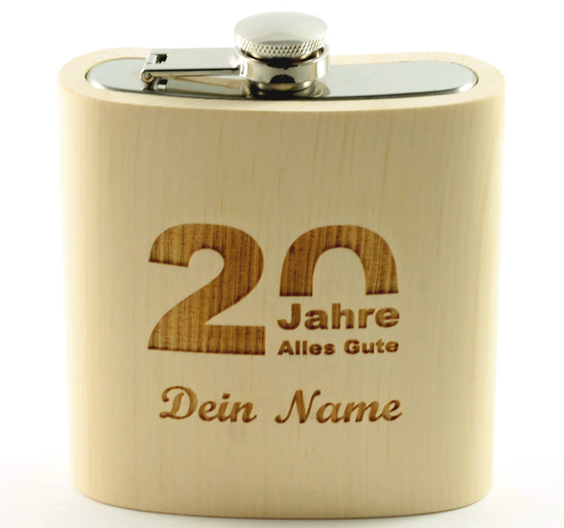 HolzFlachmann aus Zirbe für 20igsten geburtstag