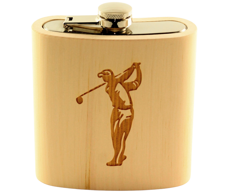 HolzFlachmann aus Zirbe "GOLFER"