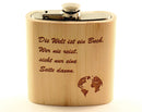 Holz-Flachmann aus Zirbenholz für Reise