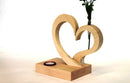 Herzmenage aus Zirbenholz mit eckigem Sockel