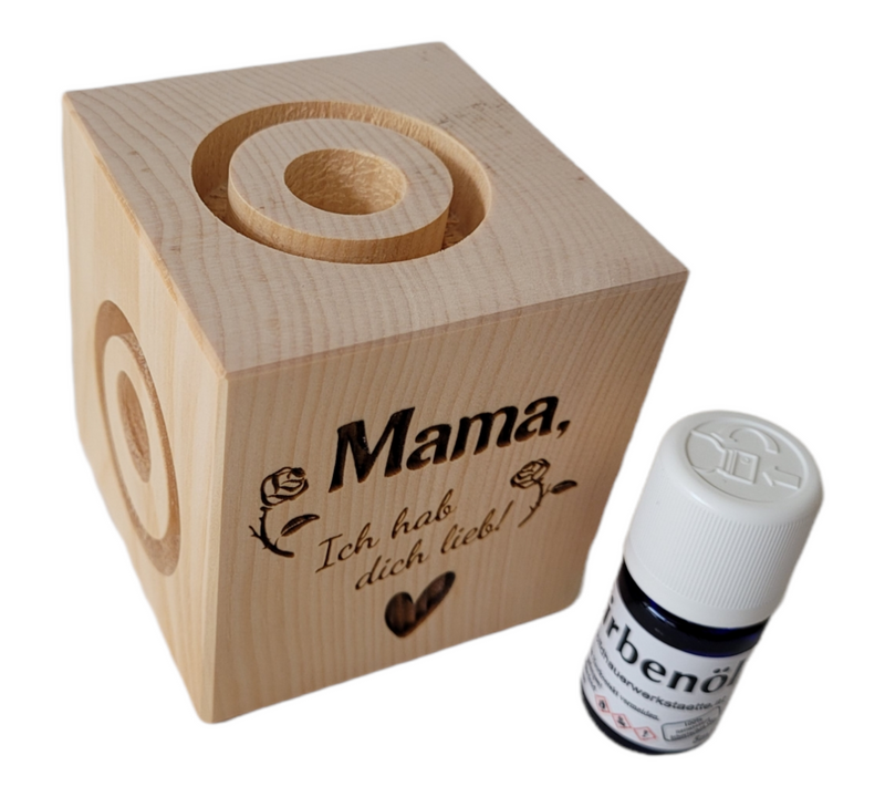 Würfel aus Zirbenholz mit ätherischem Öl "Mama Rose"