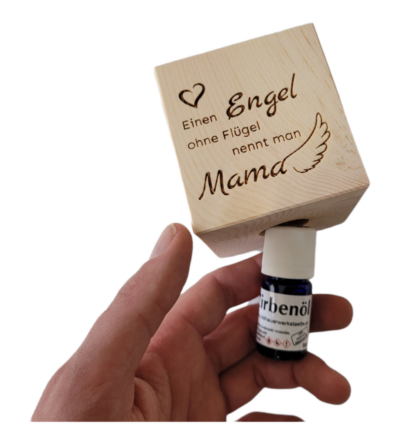 Würfel aus Zirbenholz mit ätherischem Öl "Mama Engel"