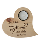 Zirbenherz Teelichthalter "Glück Mama"
