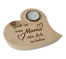 Zirbenherz Teelichthalter "Glück Mama"