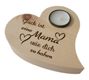 Zirbenherz Teelichthalter "Glück Mama"