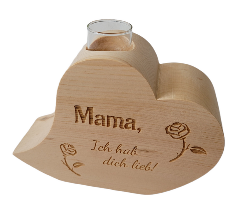Zirbenherz Vase "Mama Rose"
