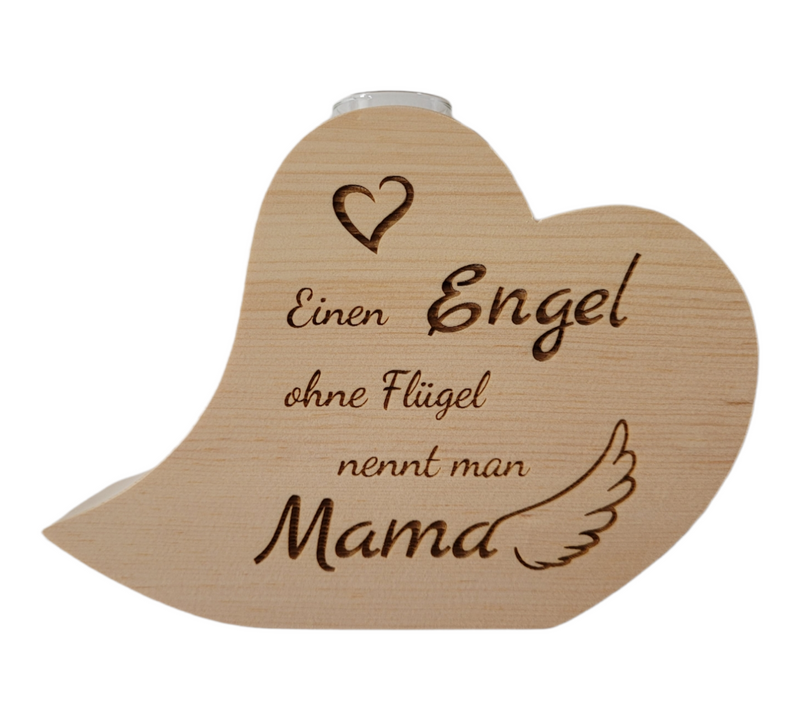 Zirbenherz Vase "Mama Engel"