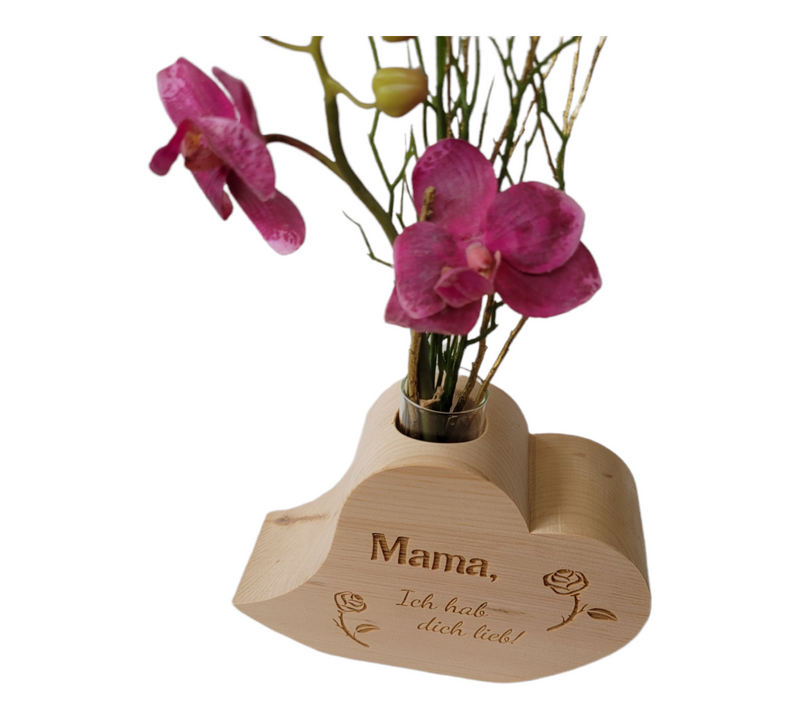 Zirbenherz Vase "Mama Rose"
