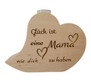 Zirbenherz Vase "Mama Glück"