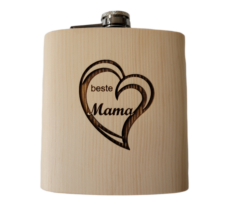 HolzFlachmann aus Zirbe "beste Mama"