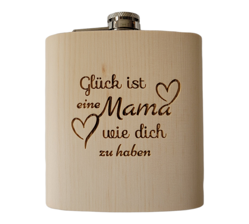 HolzFlachmann aus Zirbe "Mama Glück"