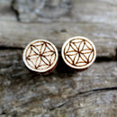 Ohrstecker Blume de des Lebens aus Zirbenholz