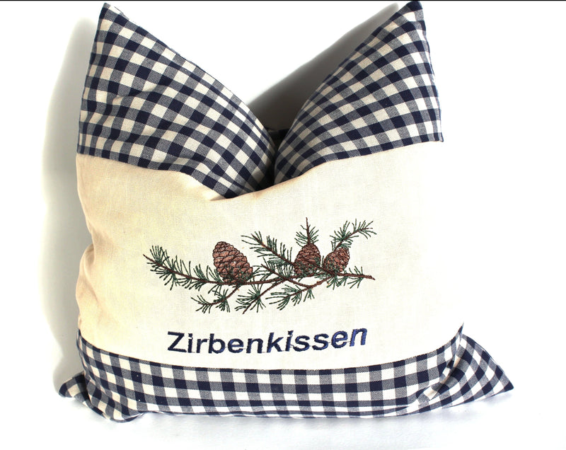 Zirbenkissen bestickt