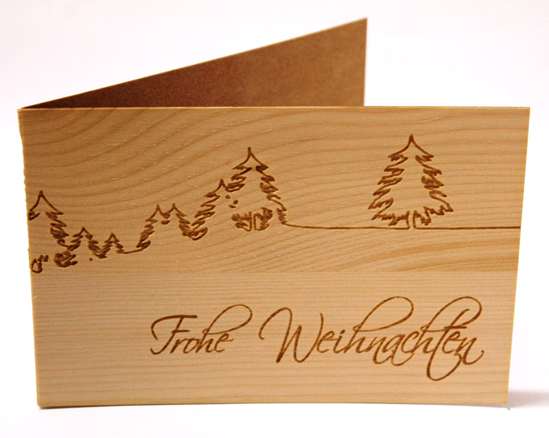 Weihnachtskarte aus Zirbenholz