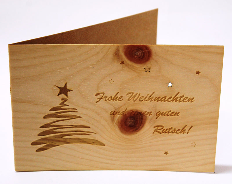 Weihnachtskarte aus Zirbenholz