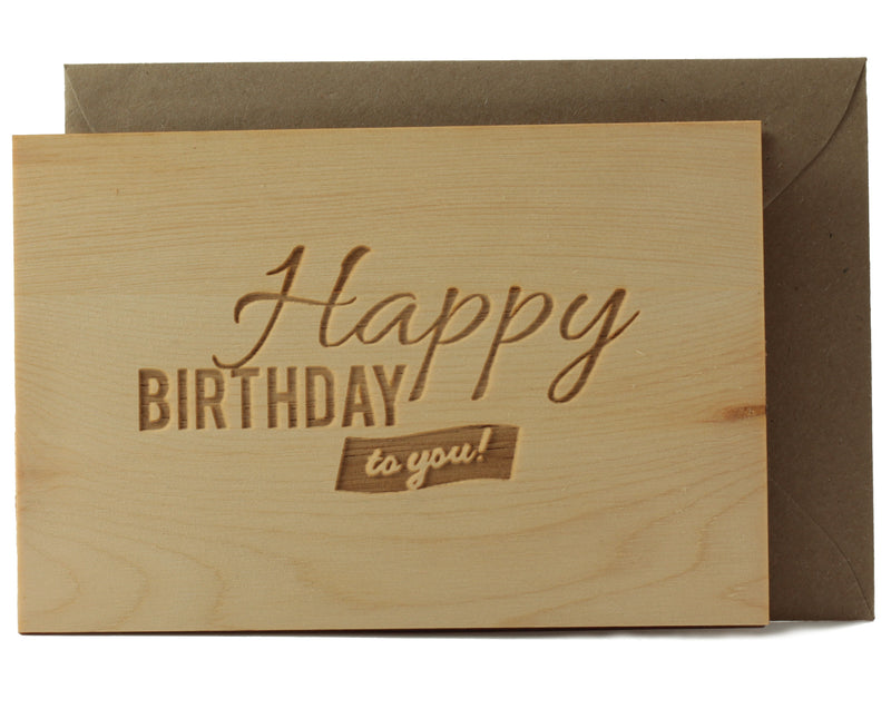 Geburtstagskarte aus Zirbenholz